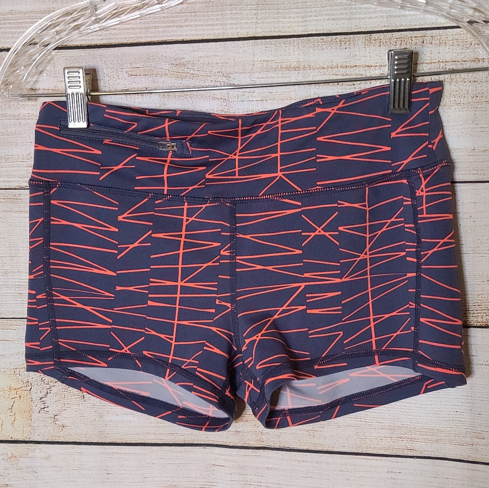 Oiselle Gray and Pink Printed Bike Shorts, Size 4